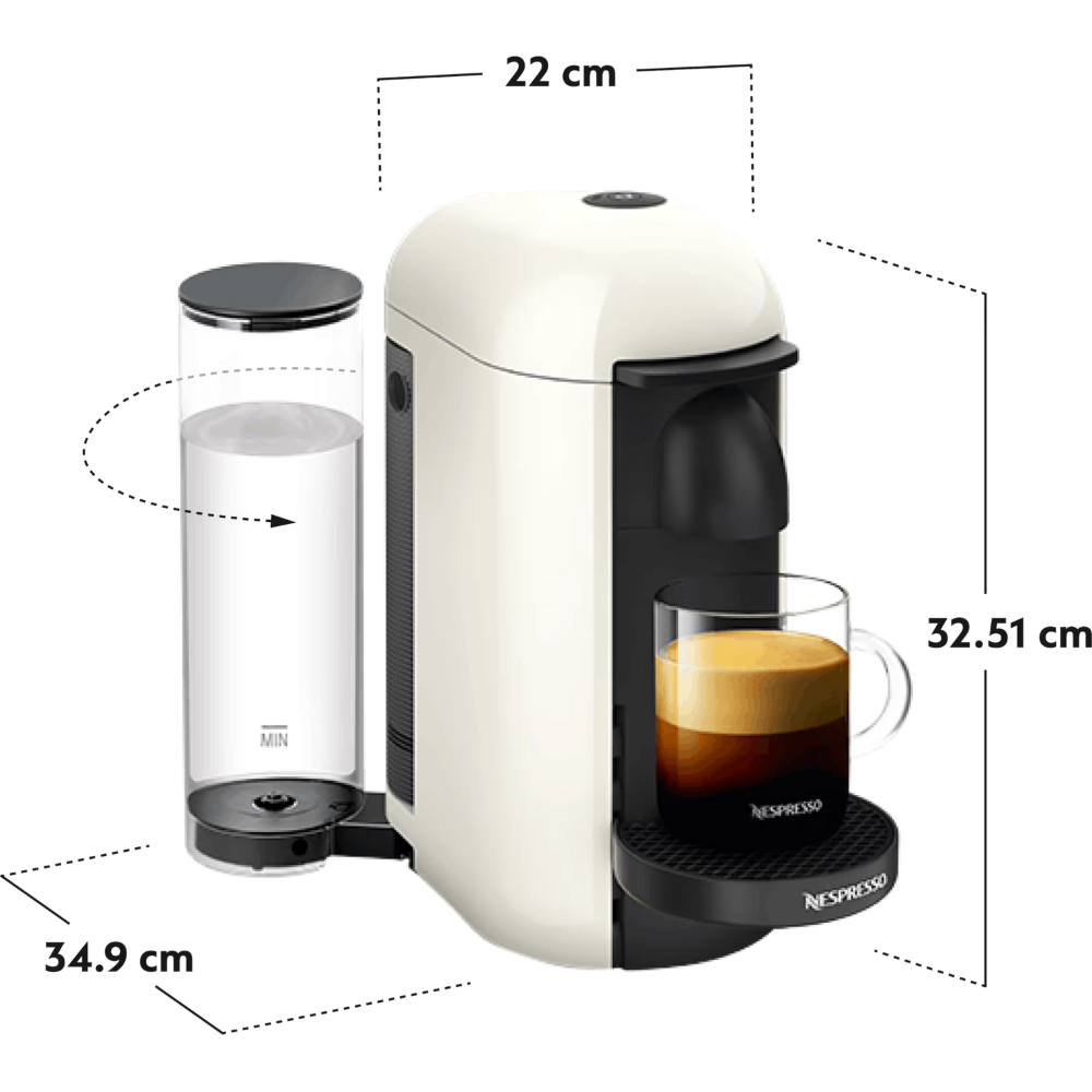 מכונת קפה Nespresso GCB2 Vertuo Plus - צבע לבן שנה אחריות ע"י היבואן הרשמי
