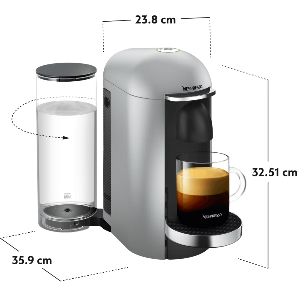 מכונת קפה Nespresso GCB2-IL-SI-NE Vertuo Plus - צבע כסוף שנה אחריות ע"י היבואן הרשמי