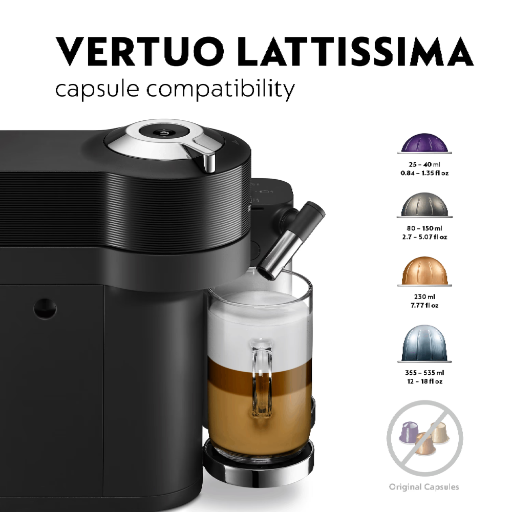 מכונת קפה Nespresso Vertuo Lattissima GDV5-IL-WH-NE - צבע לבן שנה אחריות ע"י היבואן הרשמי
