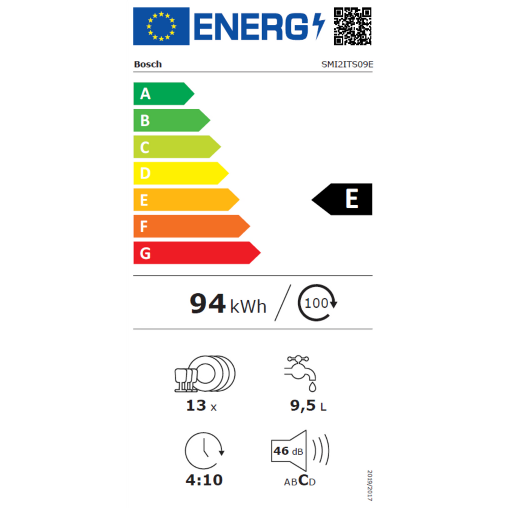 מדיח כלים רחב חצי אינטגראלי 13 מערכות כלים Bosch SMI2ITS09E - תוצרת פולין - יבואן רשמי