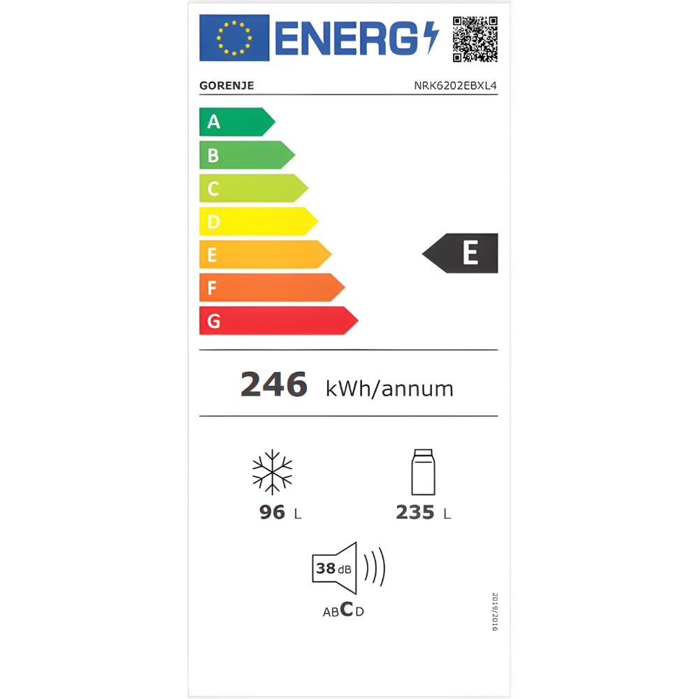 מקרר מקפיא תחתון 331 ליטר Gorenje HY-NRK6202EBXL4 - גימור נירוסטה מושחרת - יבואן רשמי