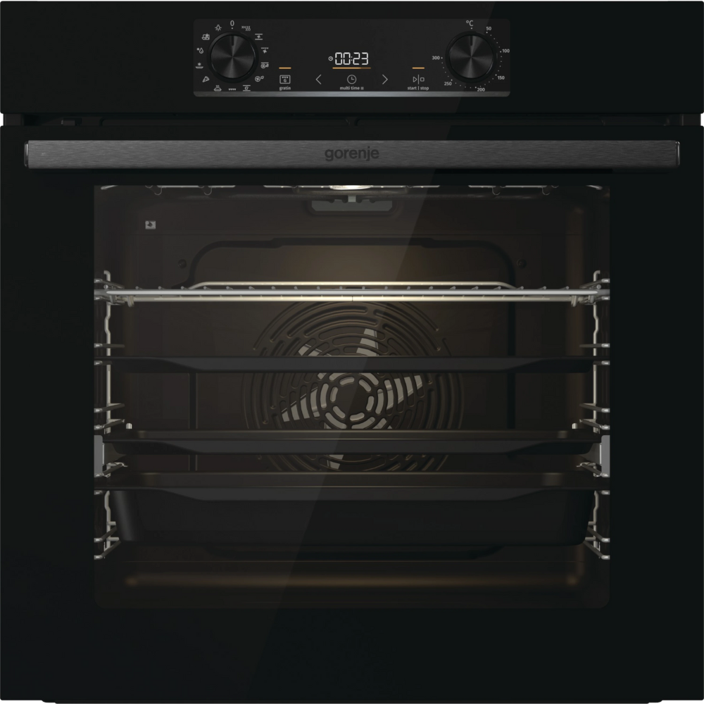תנור אפיה בנוי פירוליטי 60 ס"מ 77 ליטר Gorenje OP84BG - גימור זכוכית שחורה - יבואן רשמי