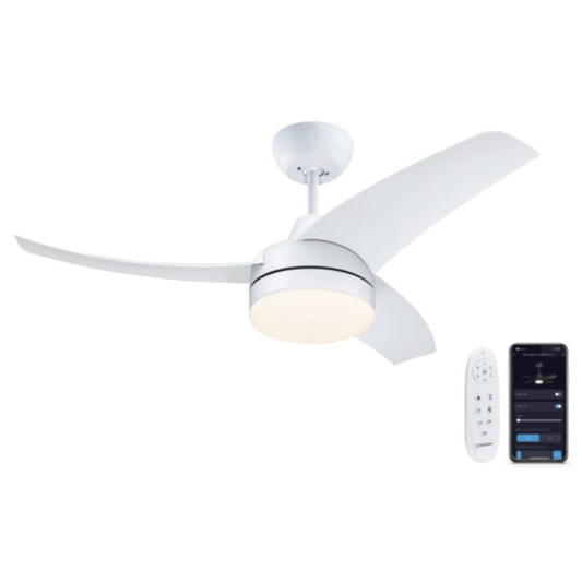 מאוורר תקרה 42'' Longwood WIFI מנוע DC לבן 28W CCT עמעם ושלט Westinghouse - יבואן רשמי