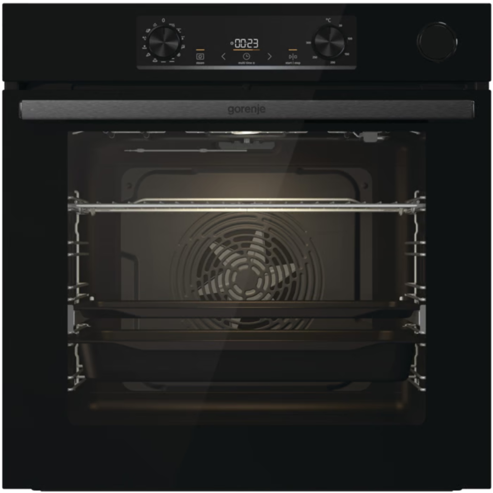 תנור אפיה בנוי 60 ס"מ 77 ליטר Gorenje OS84BG - גימור זכוכית שחורה - יבואן רשמי