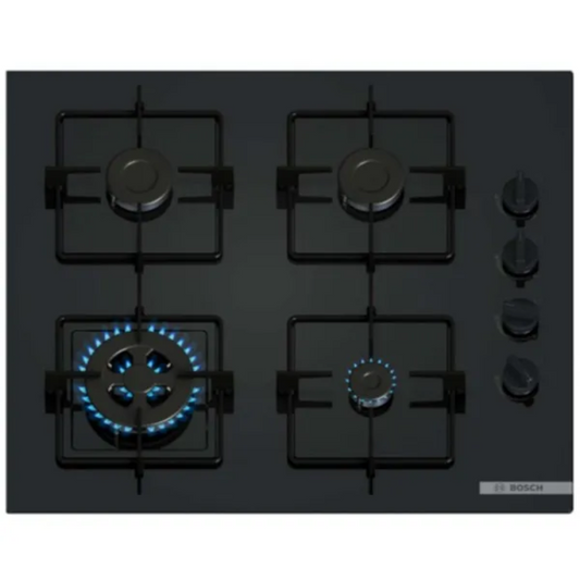 כיריים גז 4 להבות 60 ס"מ דגם POH6B6K30Y בוש BOSCH זכוכית שחורה - יבואן רשמי