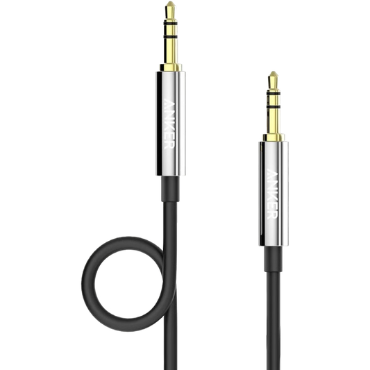 כבל Anker Aux 3.5mm Audio - צבע שחור שנה אחריות ע"י - יבואן הרשמי
