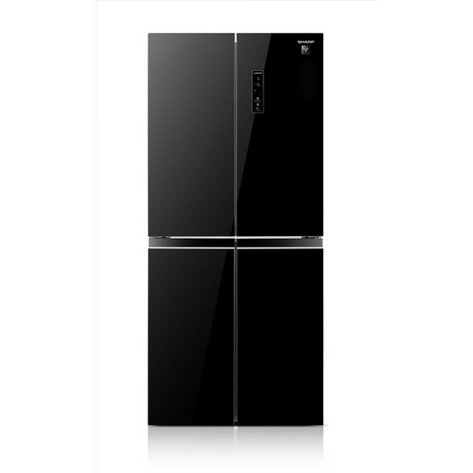 מקרר 4 דלתות מקפיא תחתון 401 ליטר נטו Sharp SJ-8435 - גימור זכוכית שחורה - יבואן רשמי
