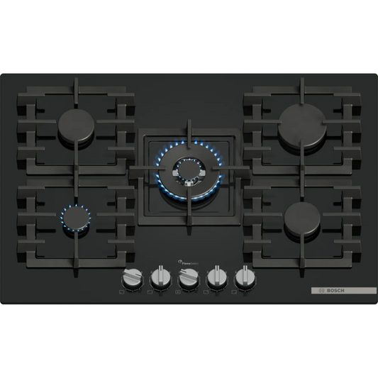 כיריים גז 75 ס"מ 5 להבות מסדרת FlameSelect דגם PPQ7A6I40Y בוש Bosch זכוכית שחורה - יבואן רשמי