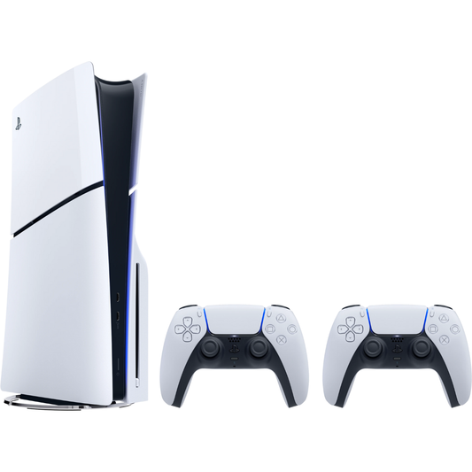 קונסולה Sony PS5 PlayStation 5 Slim 1TB Blu-Ray Edition כולל שני בקרים אלחוטיים - צבע לבן שנה אחריות ע"י - יבואן הרשמי