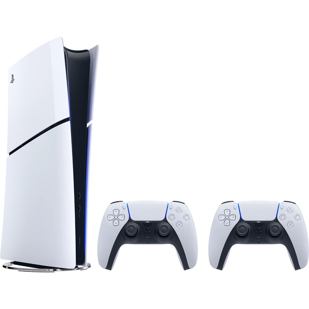 קונסולה Sony PS5 PlayStation 5 Slim 1TB Digital Edition כולל שני בקרים אלחוטיים - צבע לבן שנה אחריות ע"י - יבואן הרשמי
