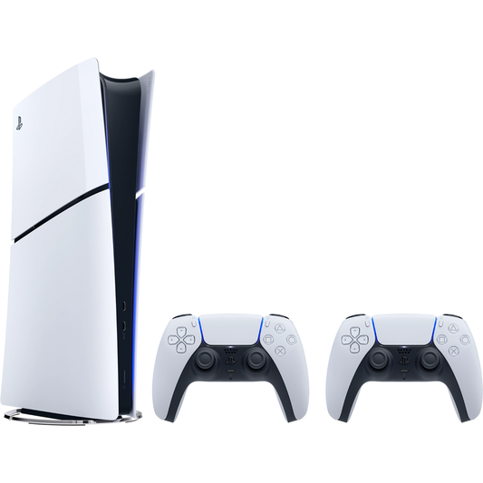 קונסולה Sony PS5 PlayStation 5 Slim 1TB Digital Edition כולל שני בקרים אלחוטיים - צבע לבן שנה אחריות ע"י - יבואן הרשמי