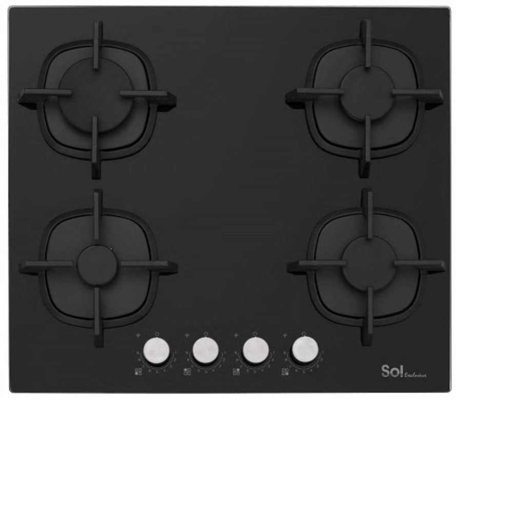 כיריים גז 4 להבות זכוכית שחורה דגם SOL F6GBC-44 - יבואן רשמי