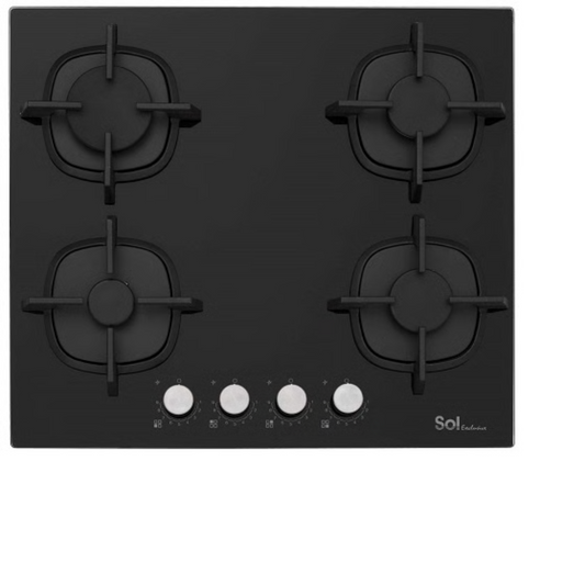 כיריים גז 4 להבות זכוכית שחורה דגם SOL F6GBC-44 - יבואן רשמי