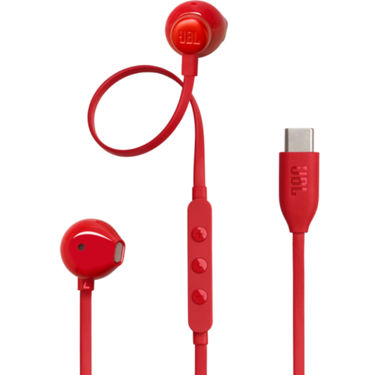 אוזניות JBL Tune T305C Type-C - צבע אדום שנה אחריות ע"י - יבואן הרשמי