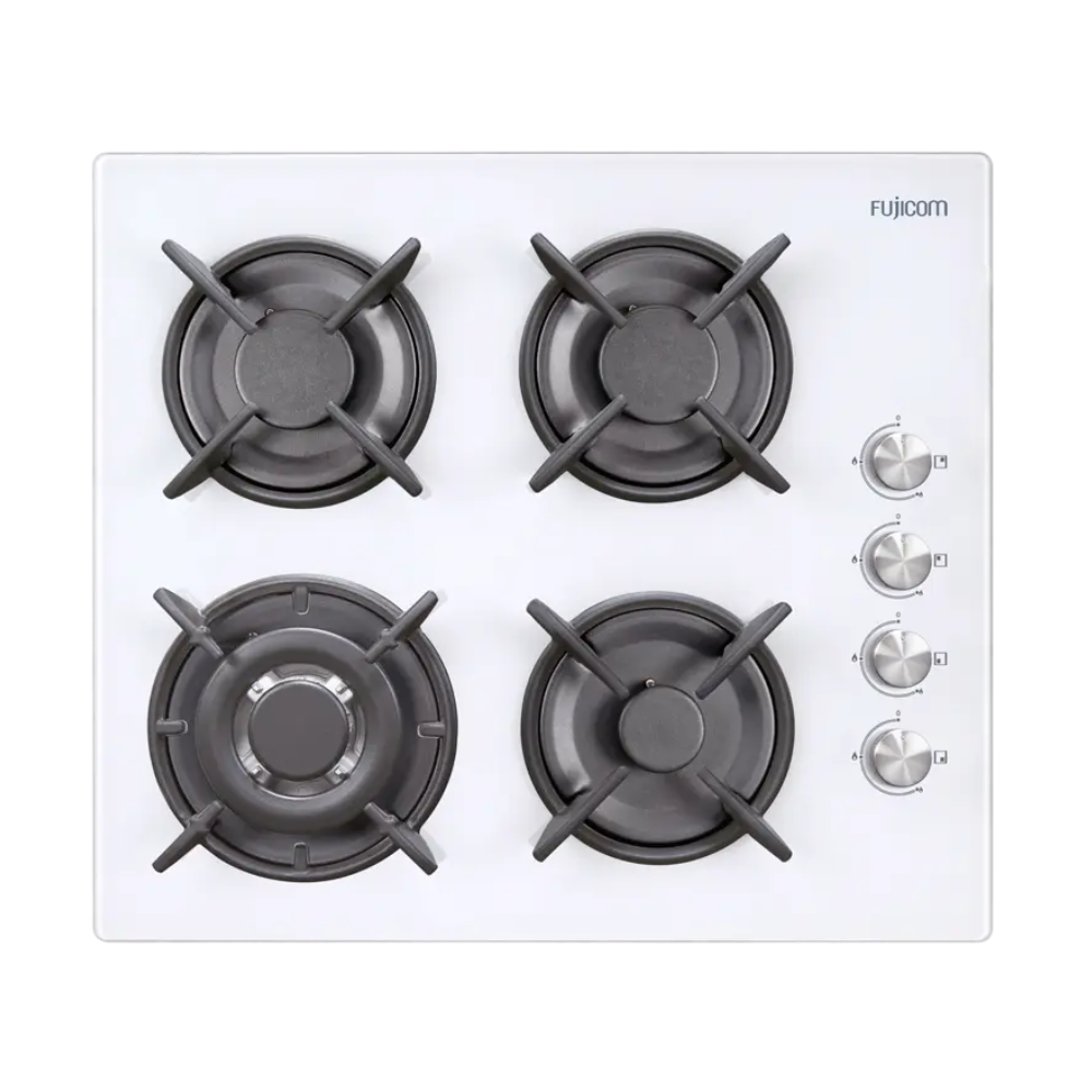 כיריים גז 60 ס''מ 4 להבות Fujicom FJ-GH755W - זכוכית לבנה - יבואן רשמי