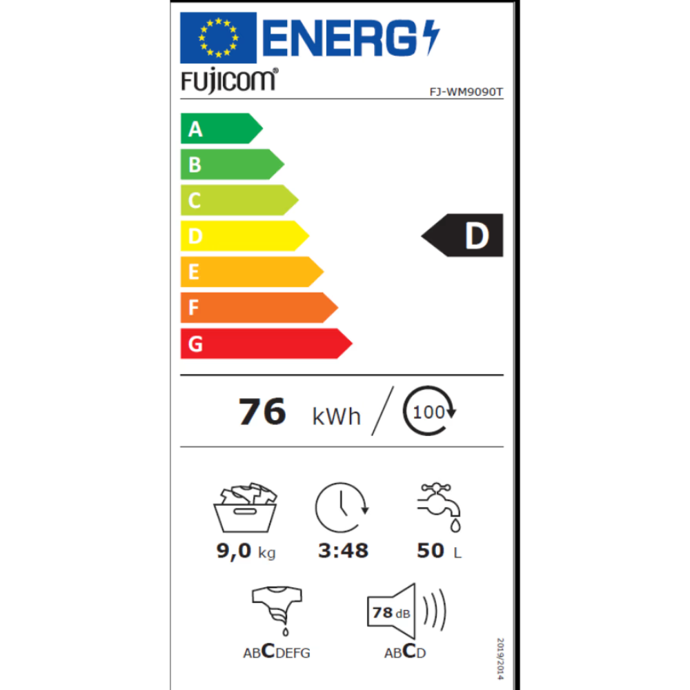 מכונת כביסה פתח חזית 9 ק"ג פוג'יקום דגם FJ-WM9090T - יבואן רשמי