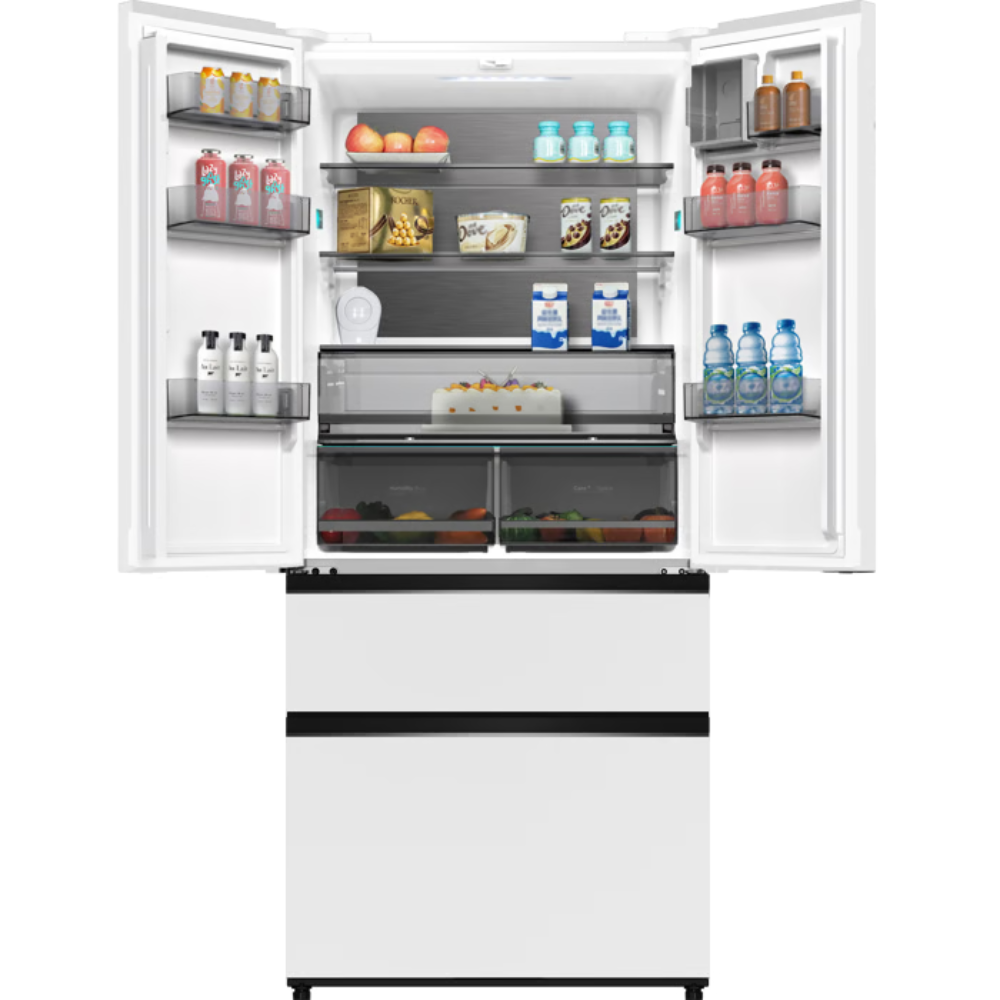 מקרר 4 דלתות מקפיא תחתון 509 ליטר נטו Electra EL511GW - גימור זכוכית לבנה אחריות ע"י - יבואן הרשמי