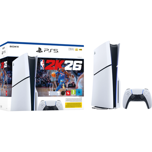 קונסולה Sony PlayStation 5 Slim 1TB Blu-Ray Edition כולל שובר למשחק NBA 2K26 - צבע לבן שנה אחריות ע"י - יבואן הרשמי