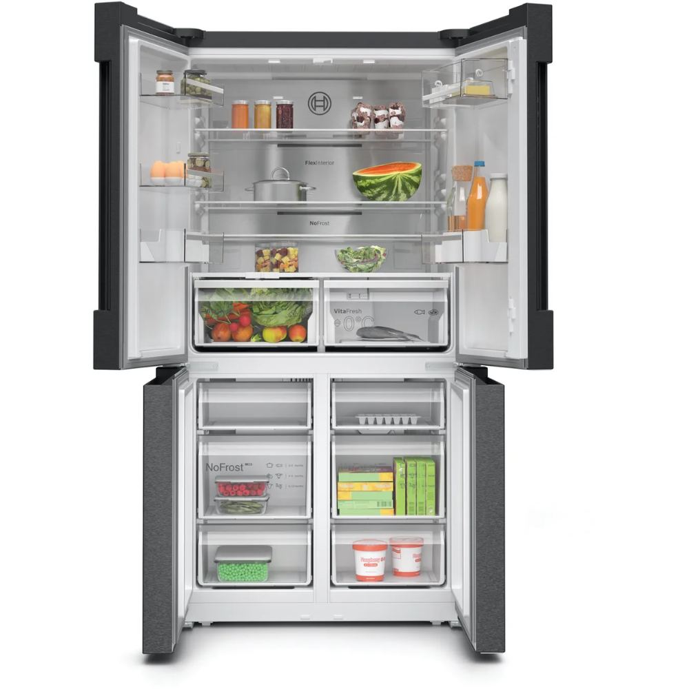 מקרר 4 דלתות 605 ליטר דגם BOSCH KFN96AXEA בוש נירוסטה שחורה - יבואן רשמי