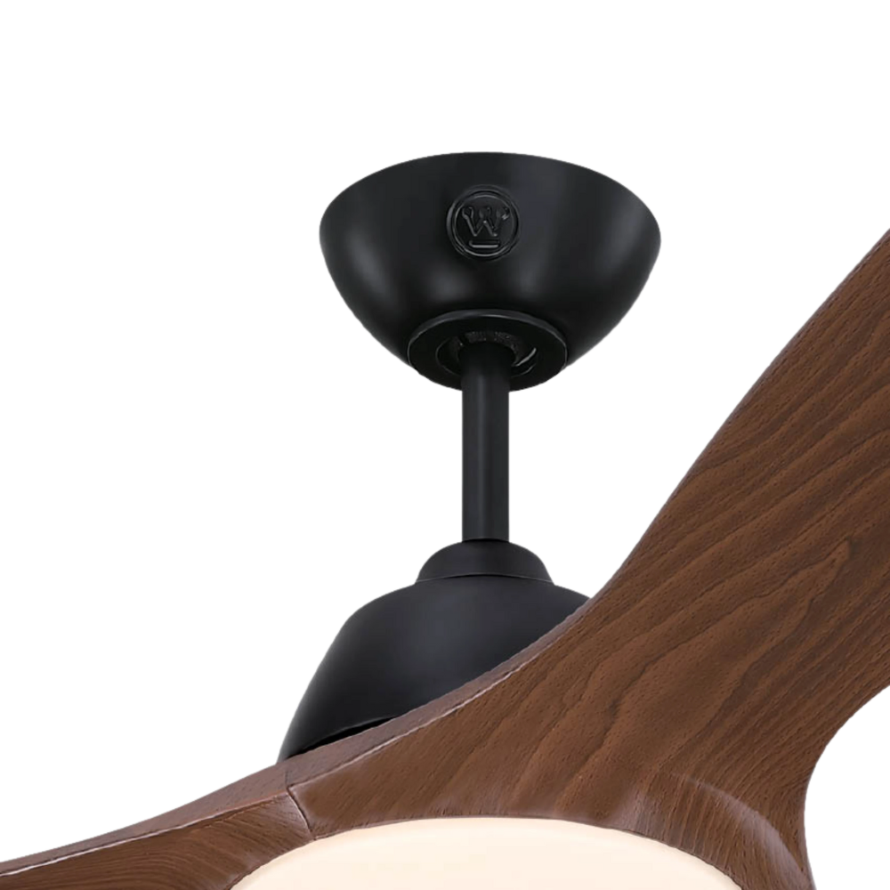 מאוורר תקרה ותאורה פנים/ חוץ עם שלט Westinghouse jessica 52" 24W - צבע שחור בשילוב מהגוני שנתיים אחריות ע"י - יבואן הרשמי