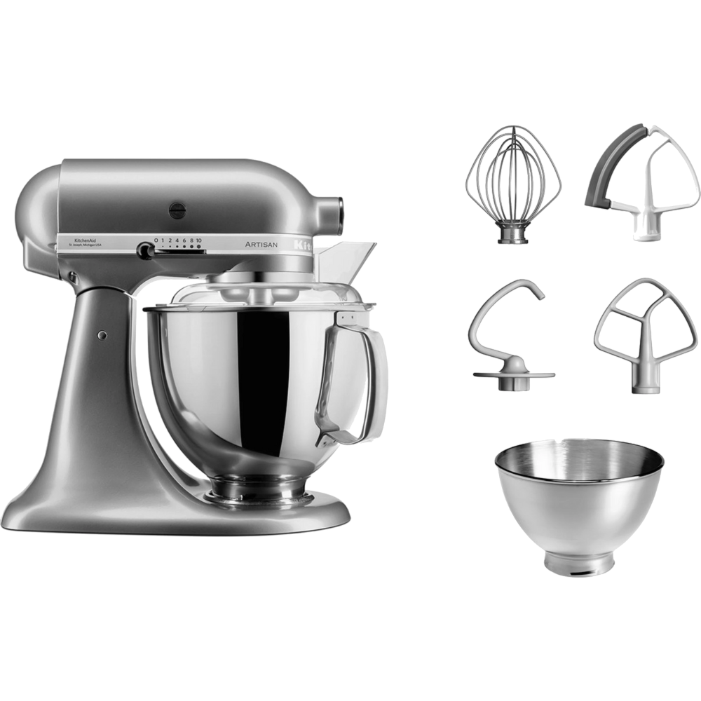 מיקסר עם זוג קערות בנפחים שונים KitchenAid 5KSM175ECU צבע כסוף - יבואן רשמי