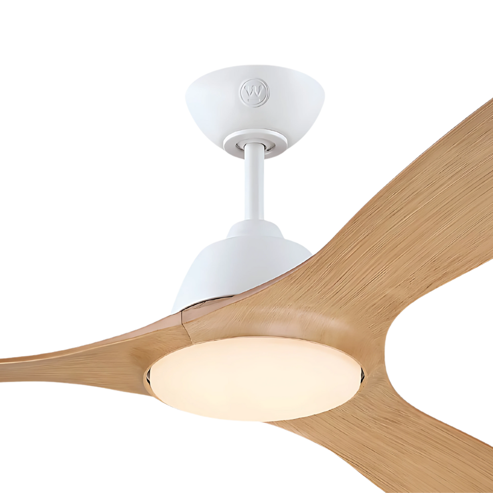 מאוורר תקרה ותאורה פנים/ חוץ עם שלט Westinghouse jessica 52" 24W - צבע לבן בשילוב אלון אחריות ע"י - יבואן הרשמי