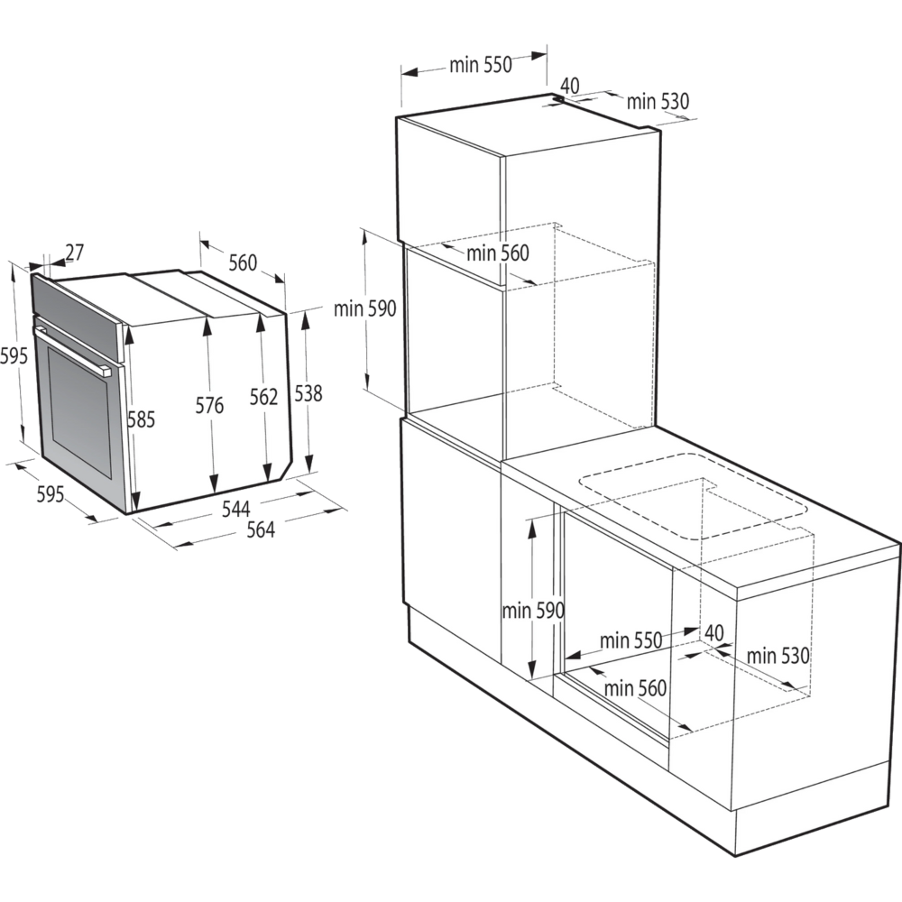 תנור אפייה בנוי פירוליטי 77 ליטר Gorenje Essential Line OPS84BG - גימור שחור - יבואן רשמי
