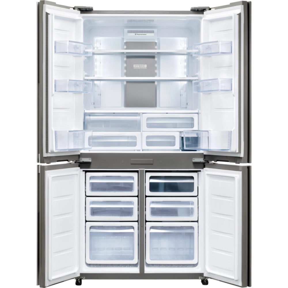 מקרר 4 דלתות מקפיא תחתון 611 ליטר נטו Sharp SJ-9270-SL עם התקן שבת מובנה - גימור נירוסטה מושחרת - יבואן רשמי