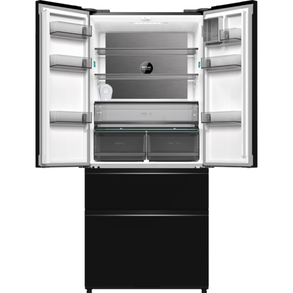 מקרר 4 דלתות מקפיא תחתון 509 ליטר נטו Electra EL511GBL - גימור זכוכית שחורה נצנצים אחריות ע"י - יבואן הרשמי