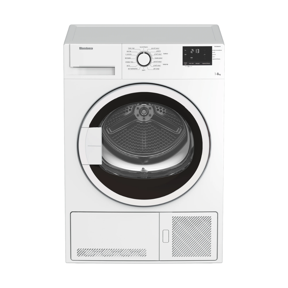 מייבש כביסה+מעבה בלומברג 1-8 ק"ג TXU580WTX Blomberg דלת שקופה - יבואן רשמי