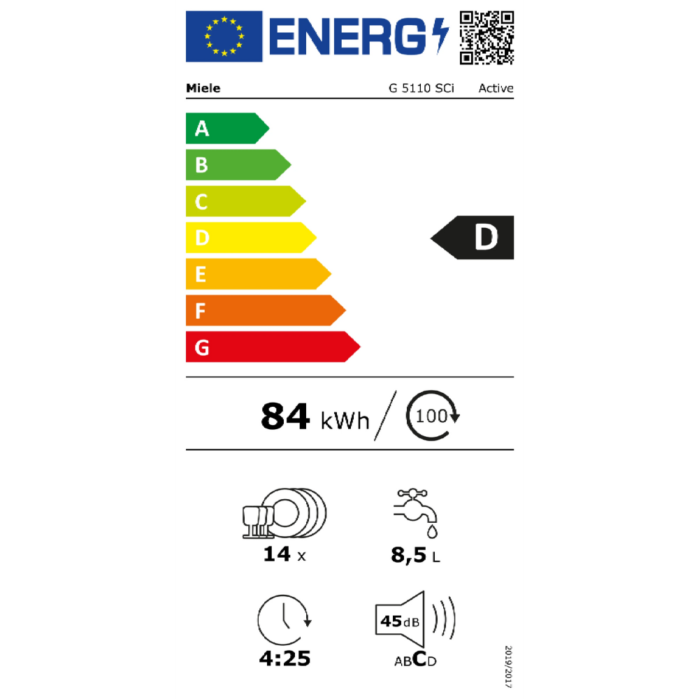 מדיח כלים חצי אינטגרלי Miele G 5110 SCi Active - צבע נירוסטה - יבואן רשמי