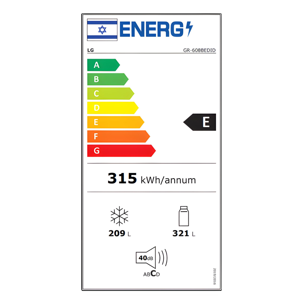 מקרר 4 דלתות - 530 ליטר LG GR-608BEDID זכוכית שחורה - יבואן רשמי