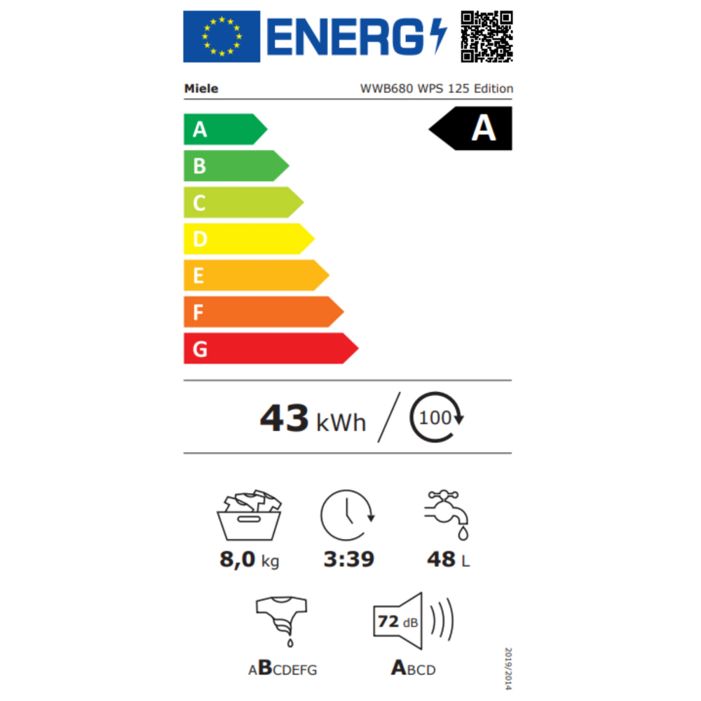 מכונת כביסה פתח חזית 8 ק"ג Miele WWB680 TWIN DOS במהירות 1400 סל"ד - צבע לבן - יבואן רשמי