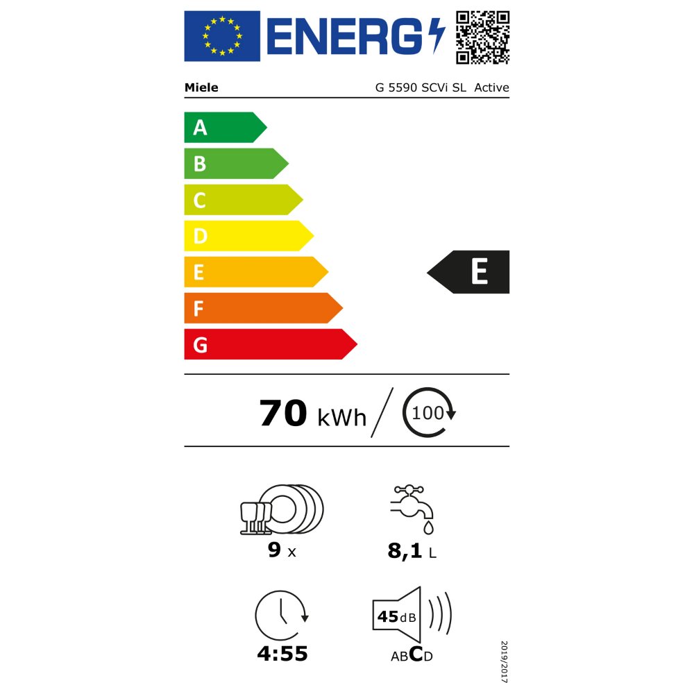 מדיח אינטגרלי מלא צר 45 ס"מ 9 מערכות כלים Miele G 5590 SCVi - יבואן רשמי
