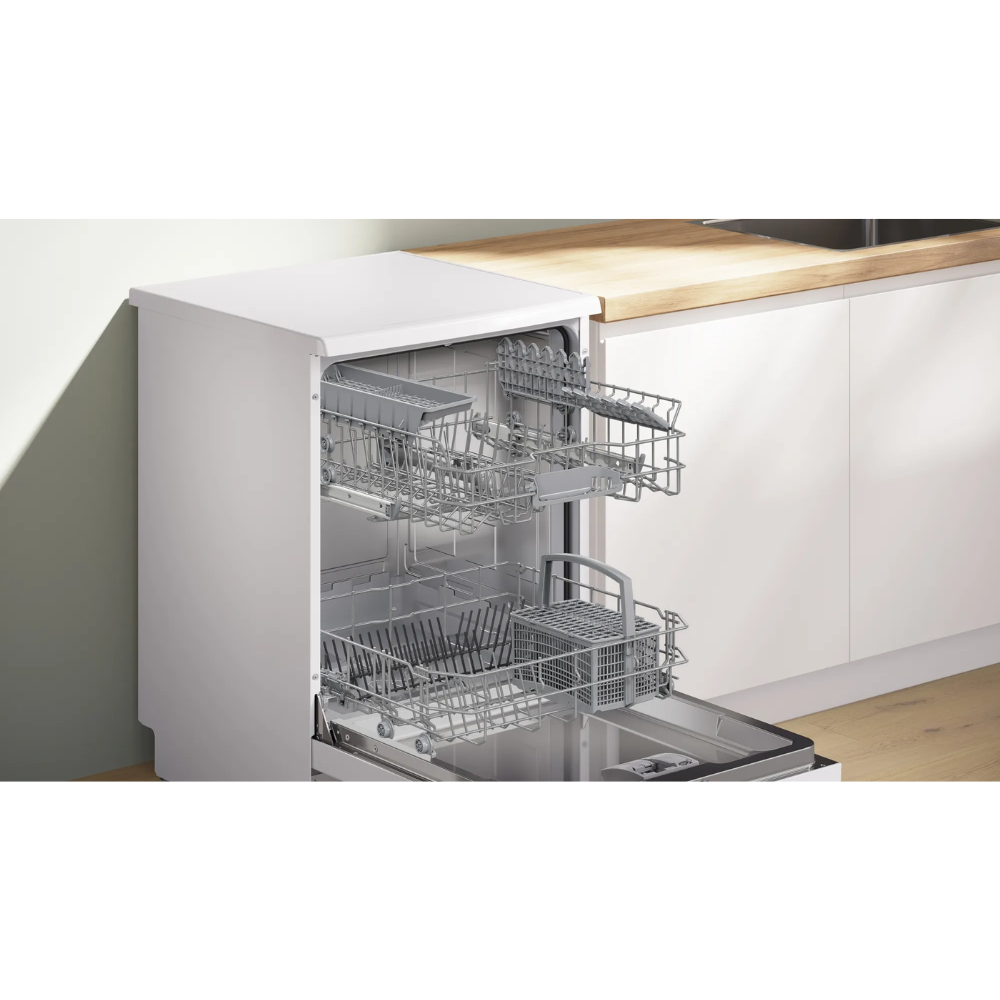 מדיח כלים עומד רחב 60 ס''מ Bosch Serie 2 SMS2HTW02E - צבע לבן - תוצרת פולין - אחריות יבואן רשמי