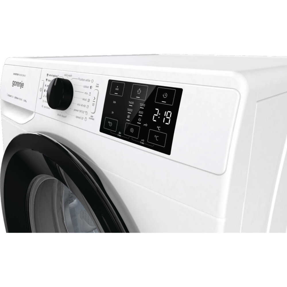 מכונת כביסה פתח חזית 9 ק"ג Gorenje WNEI94AS במהירות 1400 סל"ד - צבע לבן - יבואן רשמי