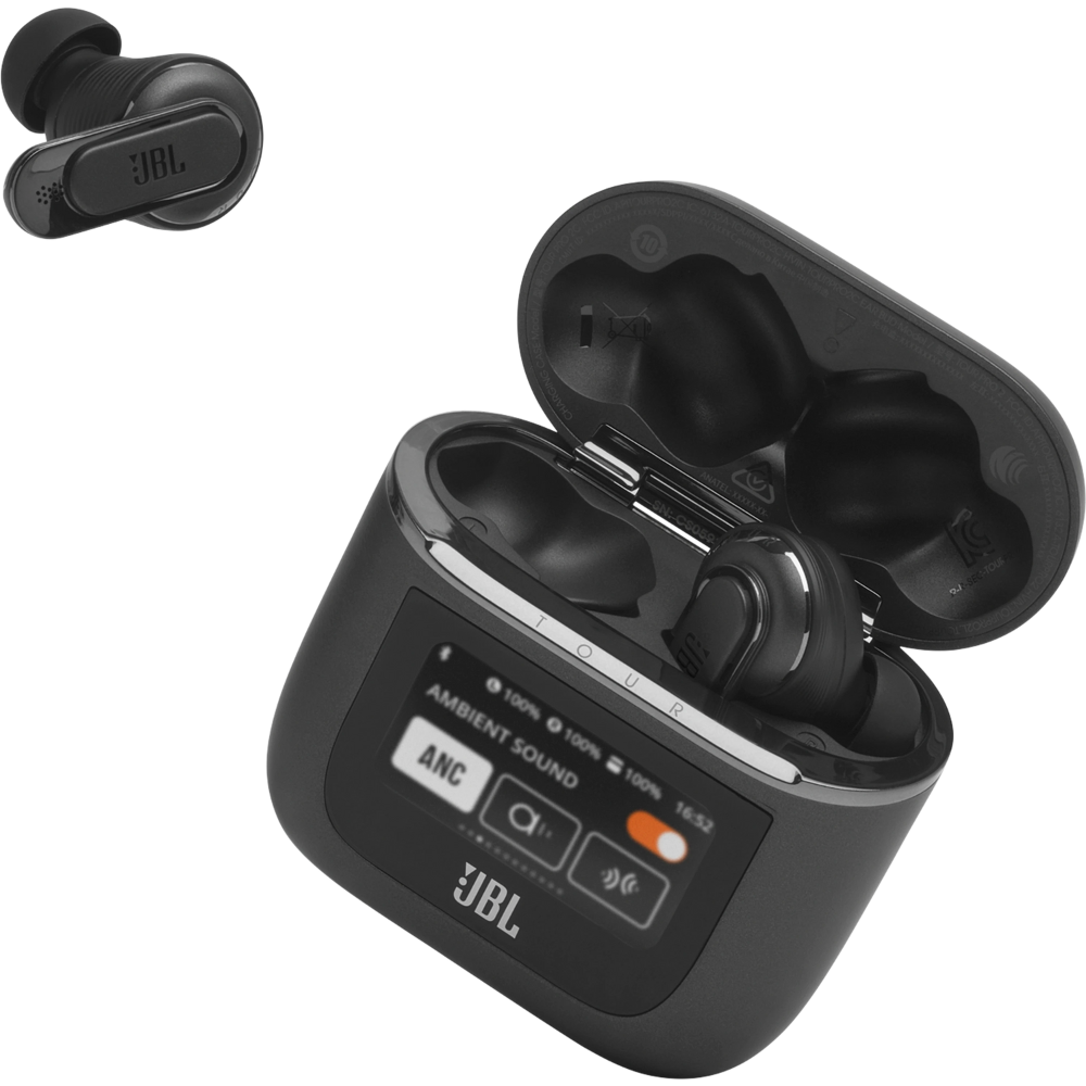 אוזניות אלחוטיות כיסוי חכם JBL Tour Pro 2 TWS ANC IPX5 - צבע שחור שנה אחריות ע"י - יבואן הרשמי