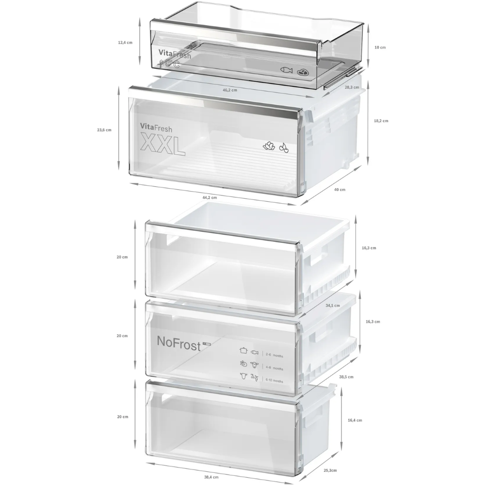מקרר בוש Bosch מקפיא תחתון רוחב 60 ס”מ KGN39LBCF זכוכית שחורה - יבואן רשמי