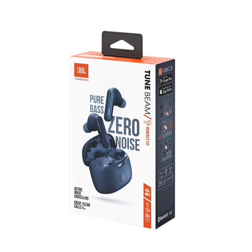 אוזניות אלחוטיות JBL Tune Beam - צבע כחול שנה אחריות ע"י - יבואן הרשמי