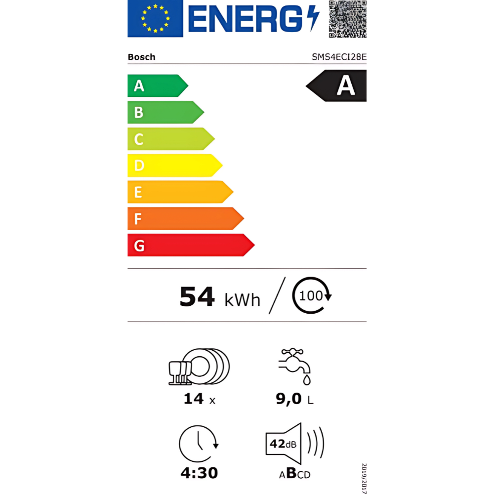 מדיח כלים עומד רחב 60 ס''מ Bosch Serie 4 SMS4ECI28E - נירוסטה - תוצרת גרמניה - אחריות יבואן רשמי BSH
