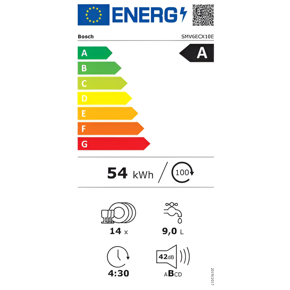 מדיח כלים עומד רחב אינטגרלי מלא בוש Bosch SMV6ECX10E סדרה 6 עם פתיחת דלת אוטומטית - יבואן רשמי