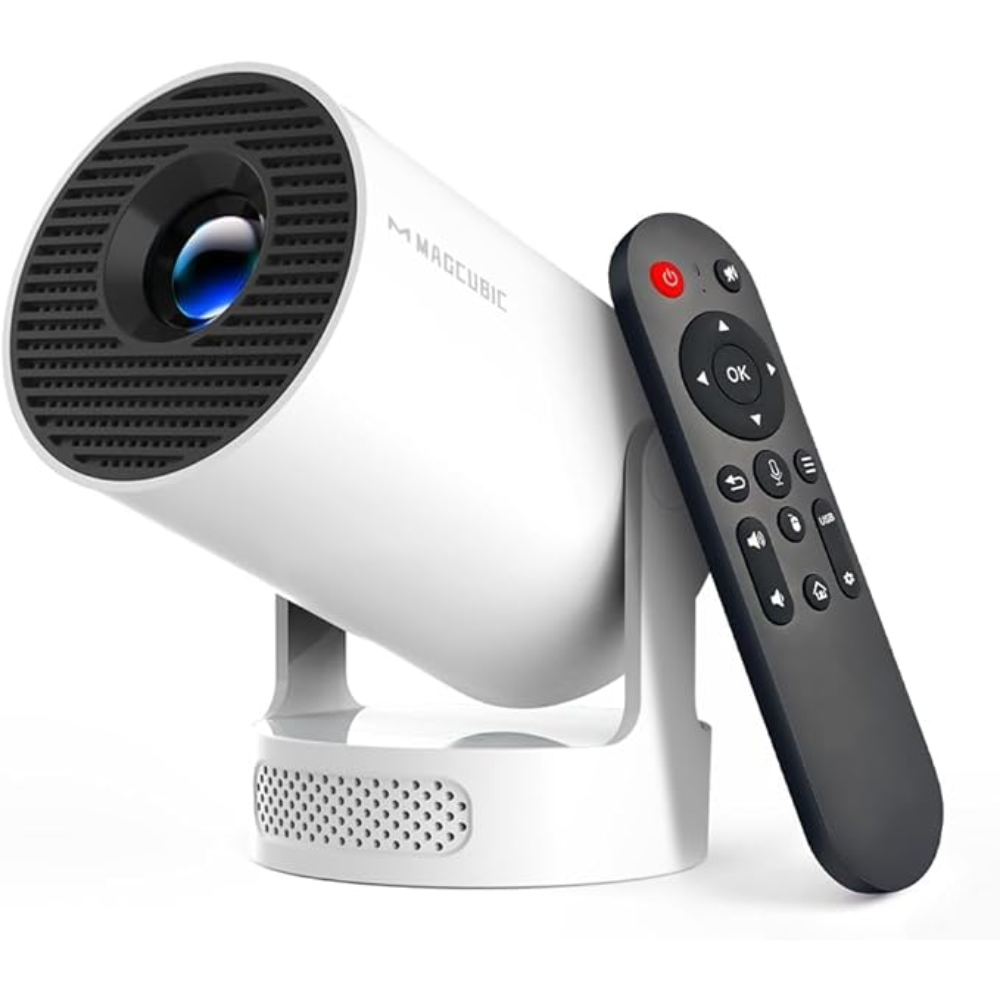 מקרן וידאו חכם נייד מבית MAGCUBIC עם סיבוב 180°, Android 14, תמיכה ב-4K, Wi-Fi 6 ו-Bl